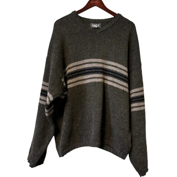 BKE Other - Vintage Men’s BKE Wool Green Striped Sweater- Size XL Made in USA